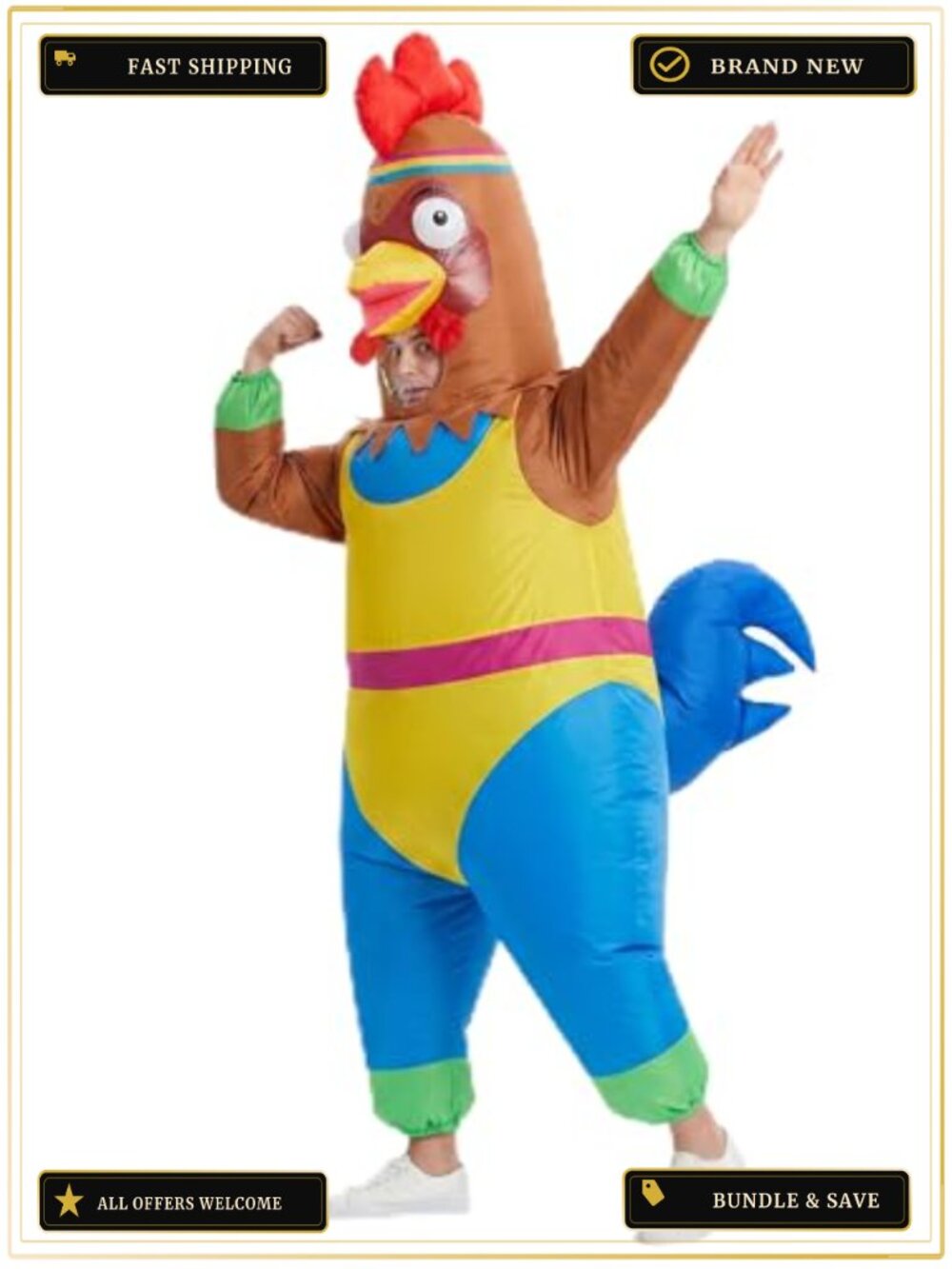 Adult Inflatable Rooster Costume Blow Up Full Body Suit Halloween Party Fancy